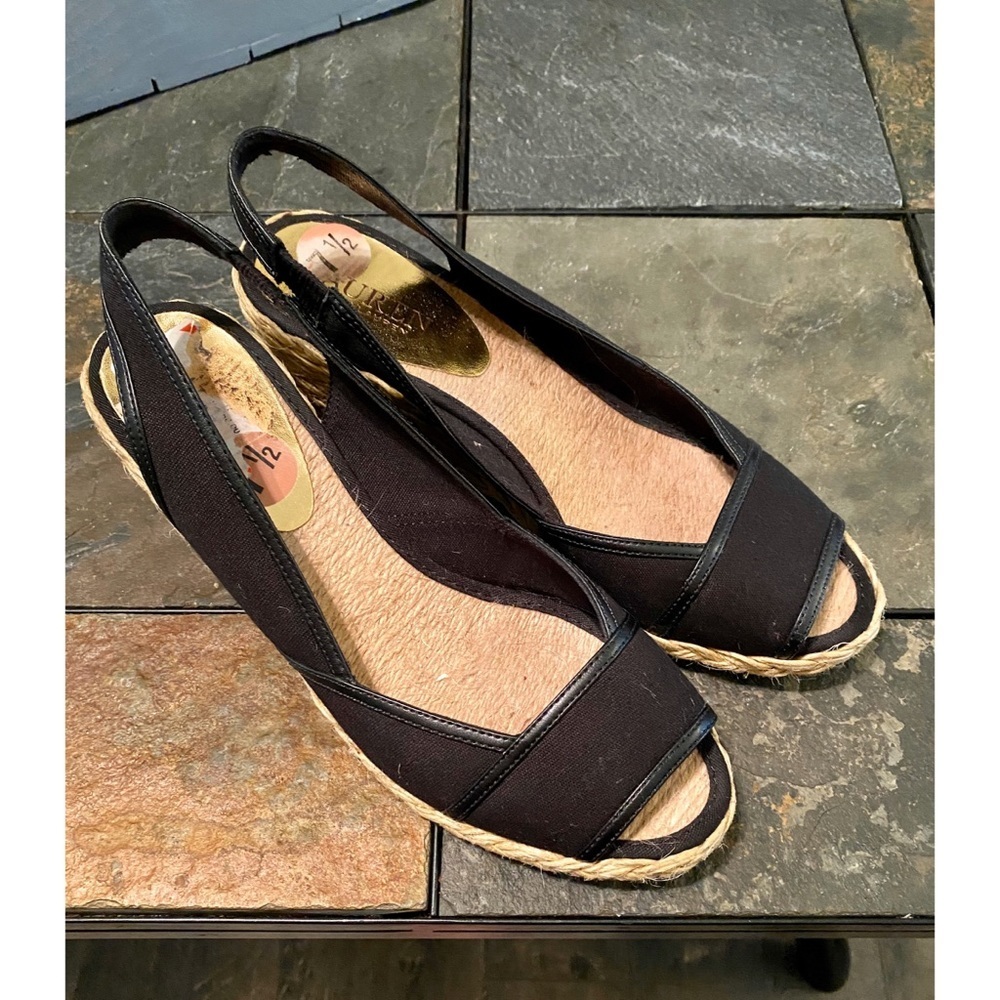 Ralph Lauren Black Wedged Sandal